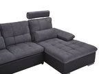 U-Shape Sofa Bed HALDEN Fabric Dark Grey with Storage 5 Seater Right Hand