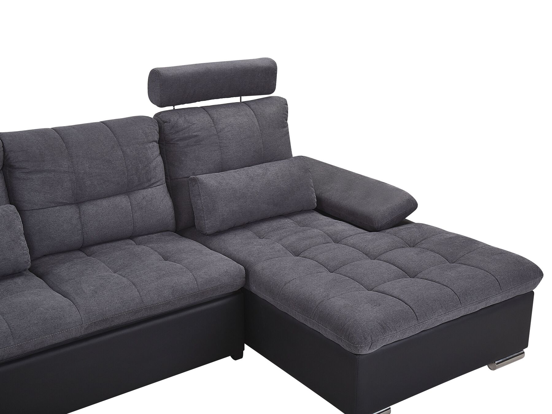 U-Shape Sofa Bed HALDEN Fabric Dark Grey with Storage 5 Seater Right Hand