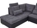 U-Shape Sofa Bed HALDEN Fabric Dark Grey with Storage 5 Seater Right Hand