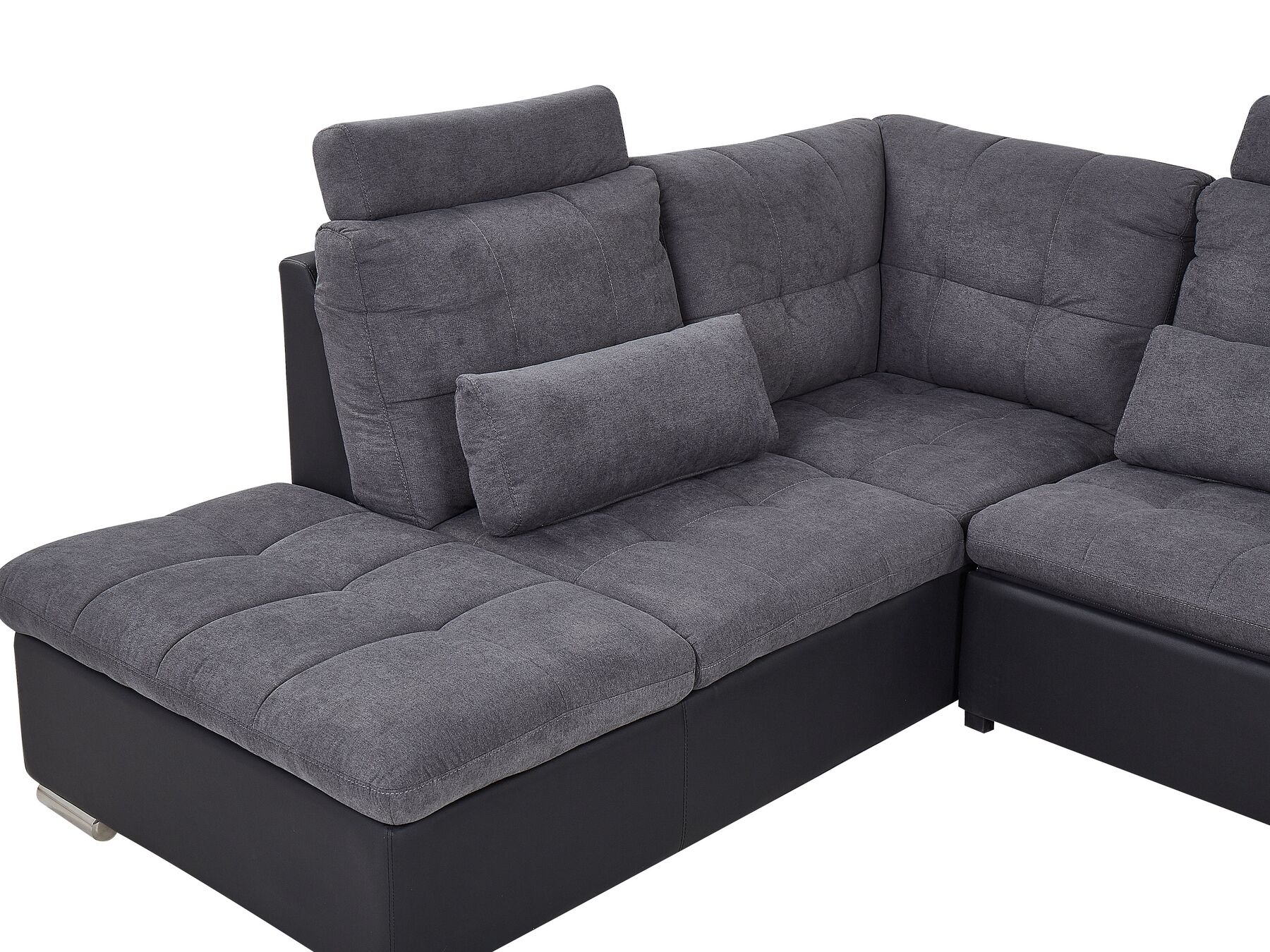 U-Shape Sofa Bed HALDEN Fabric Dark Grey with Storage 5 Seater Right Hand