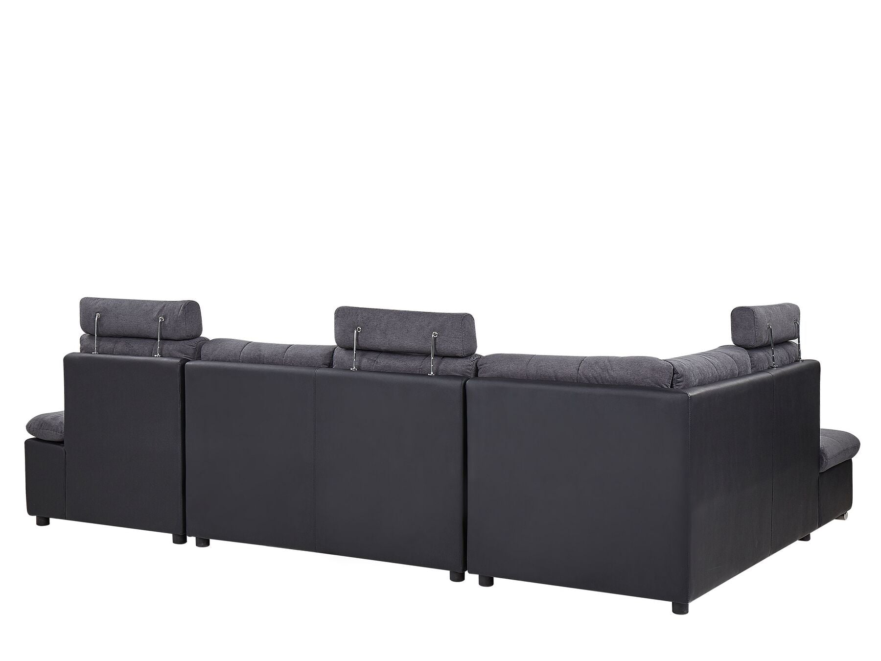 U-Shape Sofa Bed HALDEN Fabric Dark Grey with Storage 5 Seater Right Hand