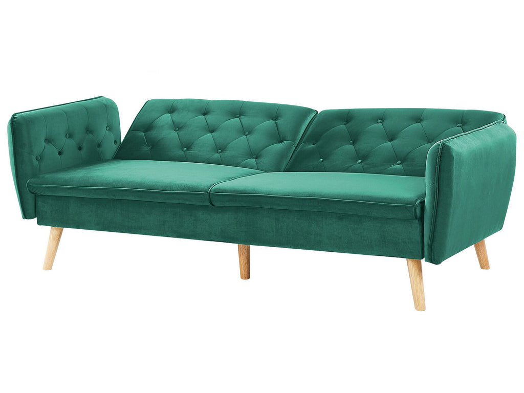 Velvet Sofa Bed Dark Green BARDU