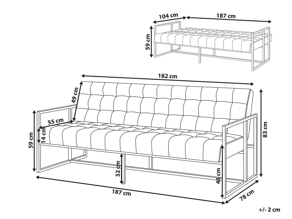Sofa Bed MARSTAL Velvet Pink 3 Seater