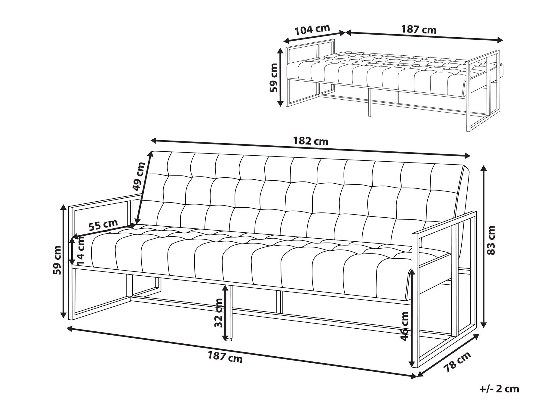 Sofa Bed MARSTAL Velvet Pink 3 Seater