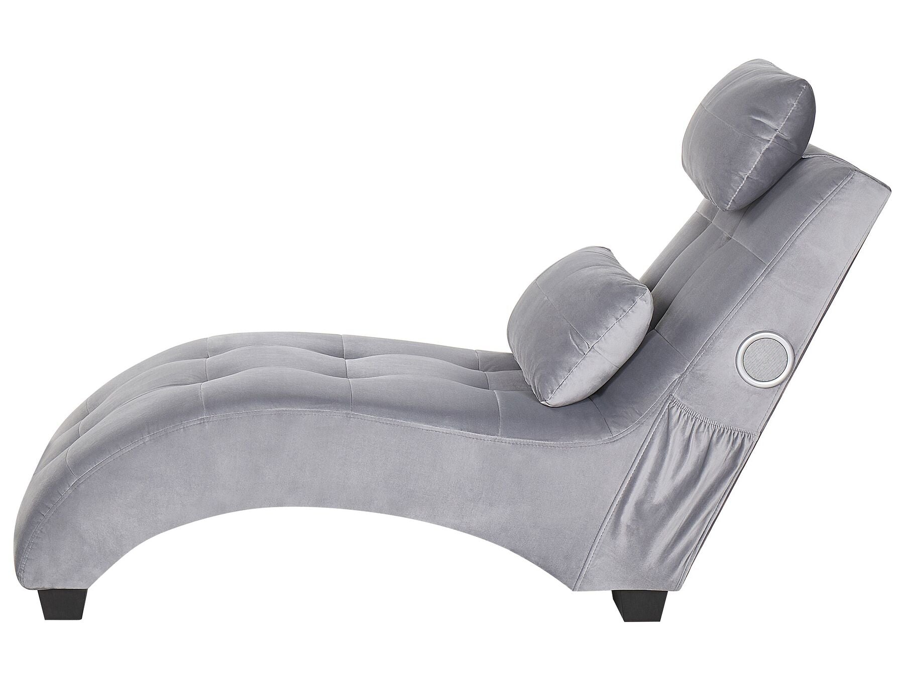 Chaise Longue SIMORRE Velvet Grey with Built-In Bluetooth Speaker
