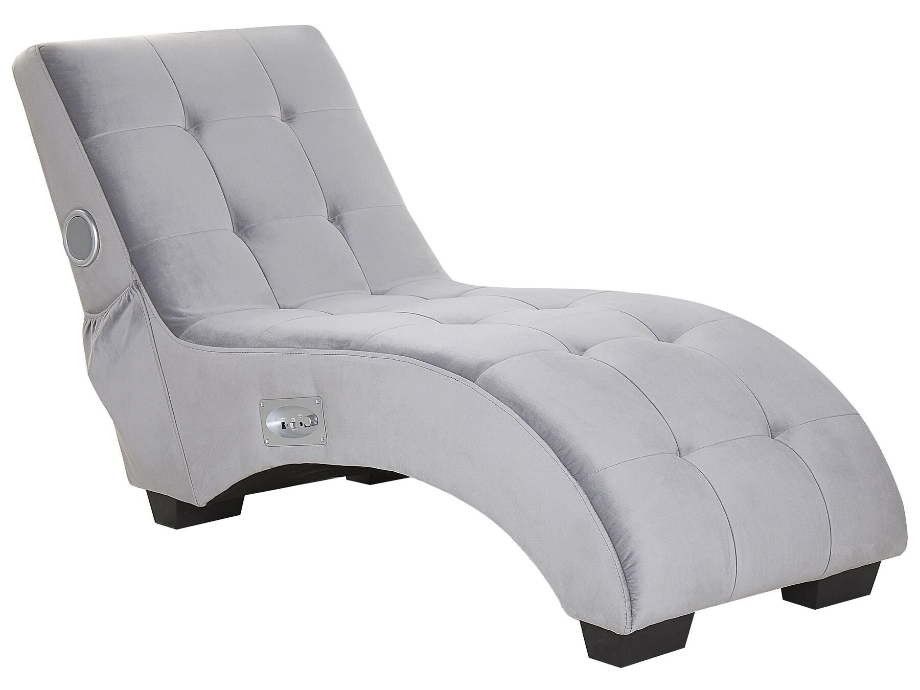 Chaise Longue SIMORRE Velvet Grey with Built-In Bluetooth Speaker