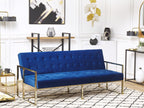 Sofa Bed MARSTAL Velvet Navy Blue 3 Seater