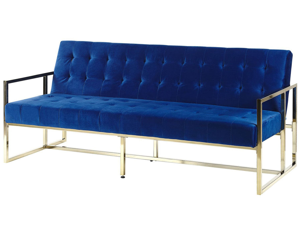 Sofa Bed MARSTAL Velvet Navy Blue 3 Seater