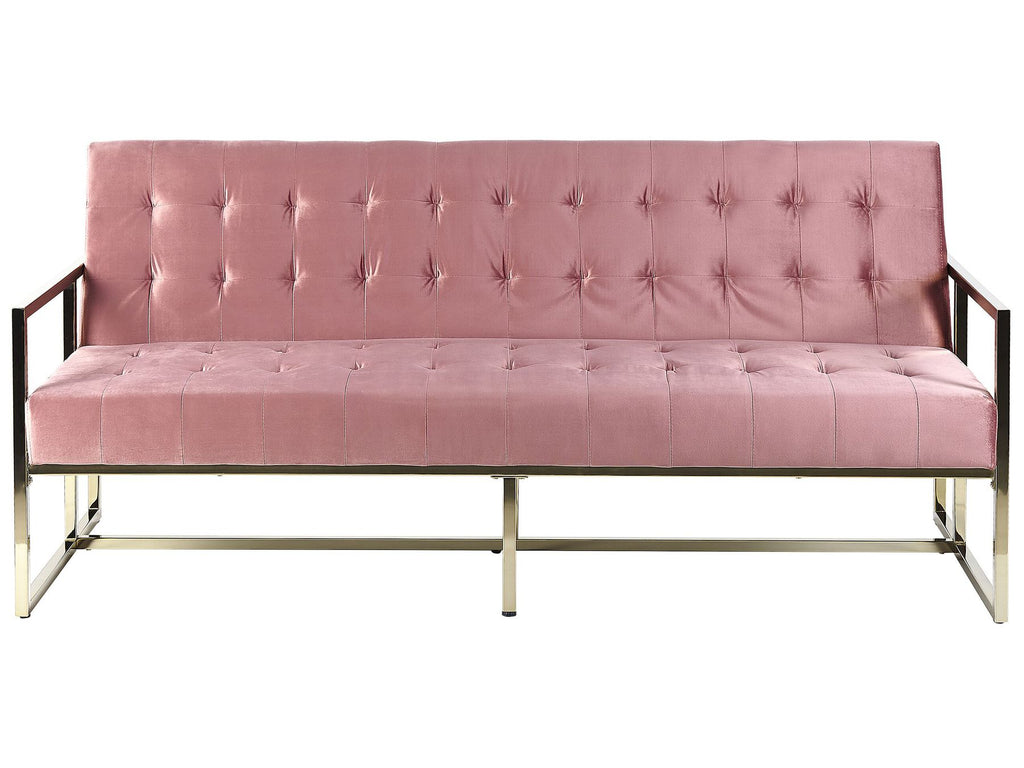 Sofa Bed MARSTAL Velvet Pink 3 Seater
