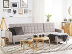 Corner Sofa Bed NESSET Fabric Light Grey 4 Seater Left Hand