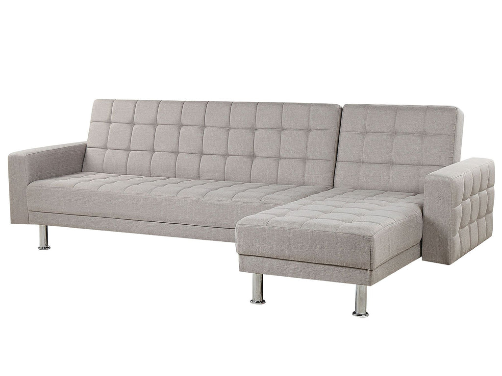 Corner Sofa Bed NESSET Fabric Light Grey 4 Seater Left Hand