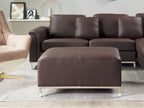 Corner Sofa OSLO Leather Brown with Ottoman 5 Seater Left Hand