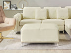 Corner Sofa OSLO Leather Light Beige with Ottoman 5 Seater Left Hand