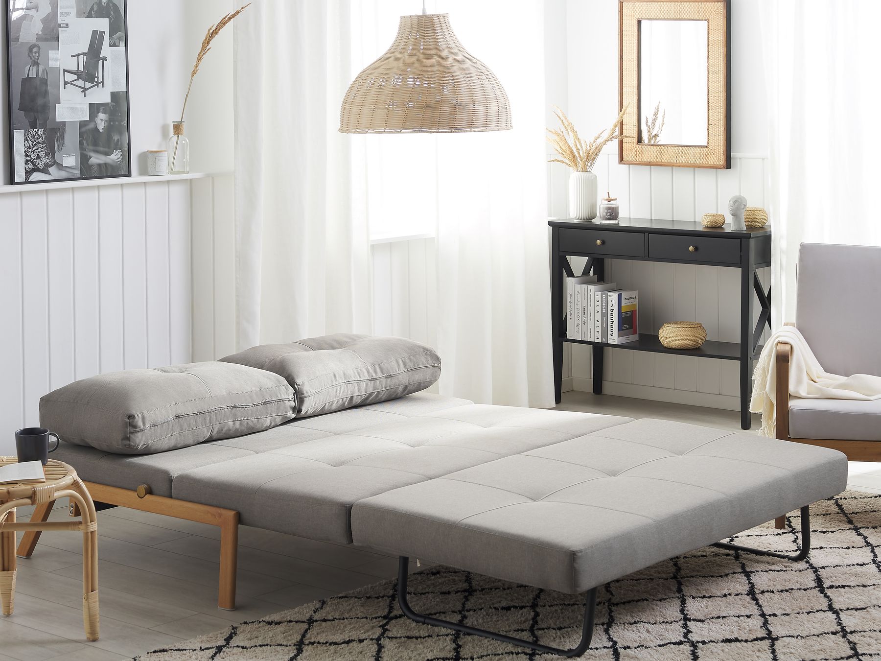 Fabric Sofa Bed Light Grey EDLAND