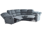 Manual Recliner Corner Sofa ROKKE Fabric Grey 5 Seater Left Hand