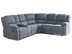 Manual Recliner Corner Sofa ROKKE Fabric Grey 5 Seater Left Hand