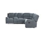 Manual Recliner Corner Sofa ROKKE Fabric Grey 5 Seater Left Hand