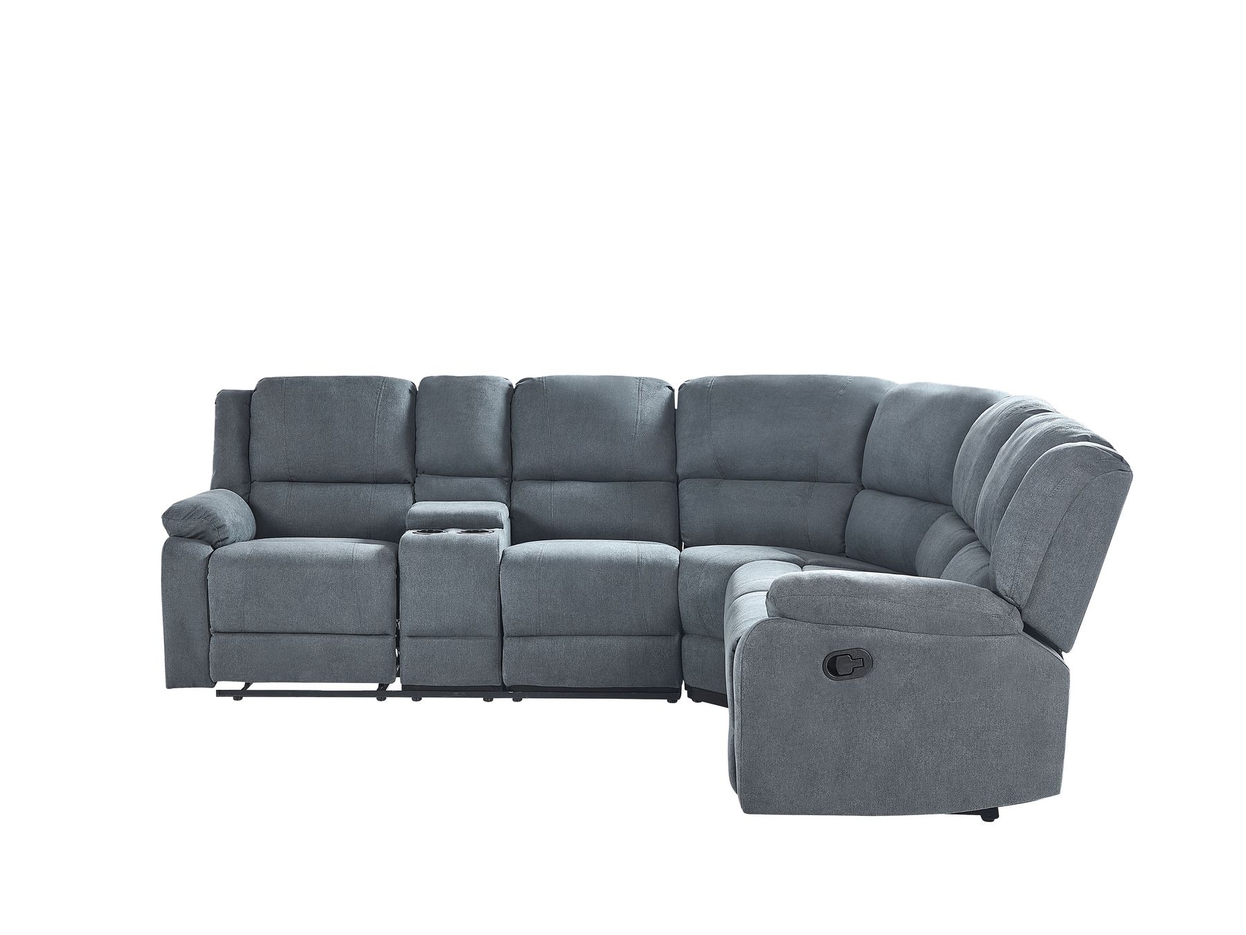 Manual Recliner Corner Sofa ROKKE Fabric Grey 5 Seater Left Hand