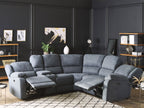 Electric Recliner Corner Sofa ROKKE Fabric Grey with USB Port 5 Seater Left Hand