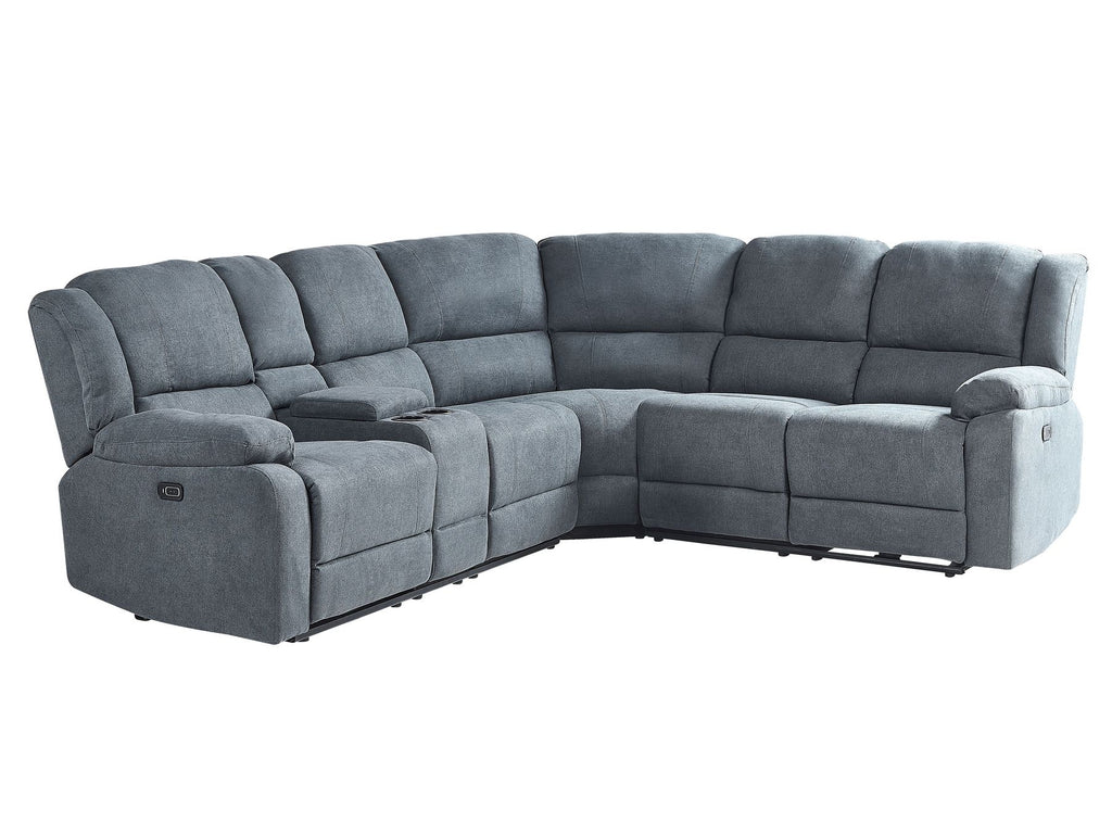 Electric Recliner Corner Sofa ROKKE Fabric Grey with USB Port 5 Seater Left Hand