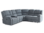 Electric Recliner Corner Sofa ROKKE Fabric Grey with USB Port 5 Seater Left Hand