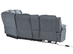 Electric Recliner Corner Sofa ROKKE Fabric Grey with USB Port 5 Seater Left Hand