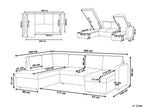 U-Shape Sofa Bed KARRABO Fabric Light Grey with Storage 4 Seater