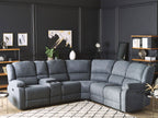 Electric Recliner Corner Sofa ROKKE Fabric Grey with USB Port 5 Seater Left Hand
