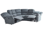 Electric Recliner Corner Sofa ROKKE Fabric Grey with USB Port 5 Seater Left Hand