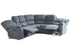 Electric Recliner Corner Sofa Fabric Grey with Port 5 Seater Left Hand