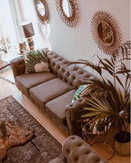 3 Seater Fabric Sofa Grey CHESTERFIELD