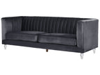 3 Seater Velvet Fabric Sofa Black ARVIKA