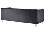 3 Seater Velvet Fabric Sofa Black ARVIKA