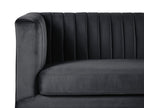 3 Seater Velvet Fabric Sofa Black ARVIKA
