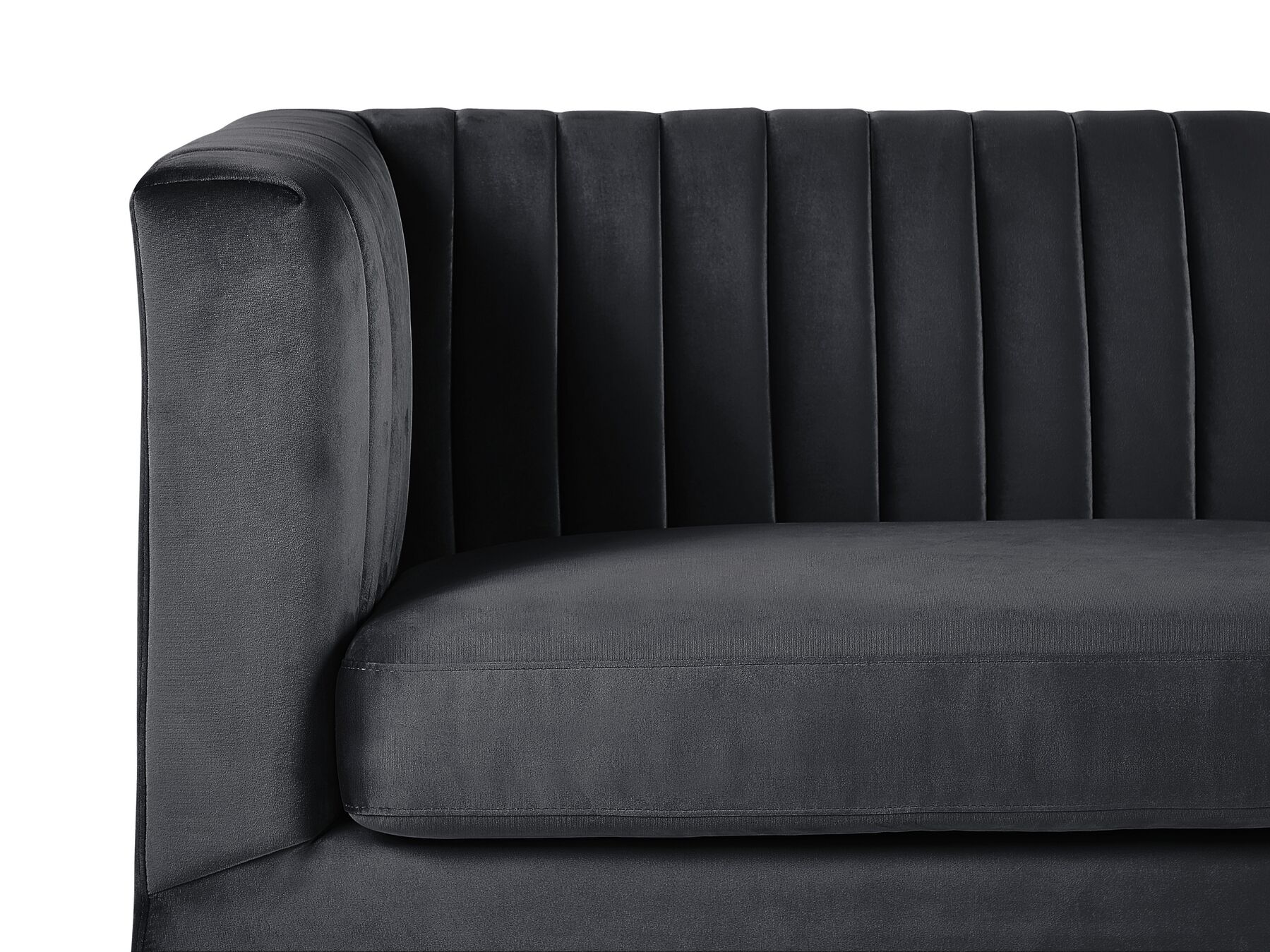 3 Seater Velvet Fabric Sofa Black ARVIKA