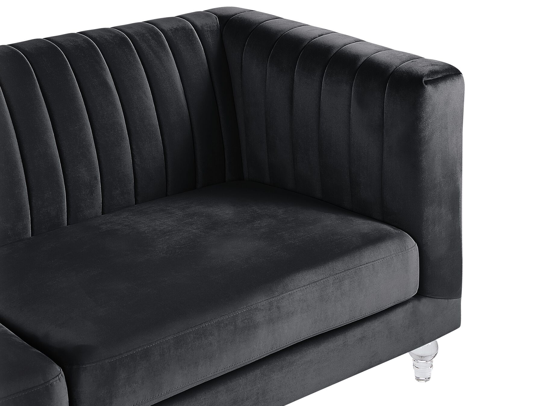 3 Seater Velvet Fabric Sofa Black ARVIKA