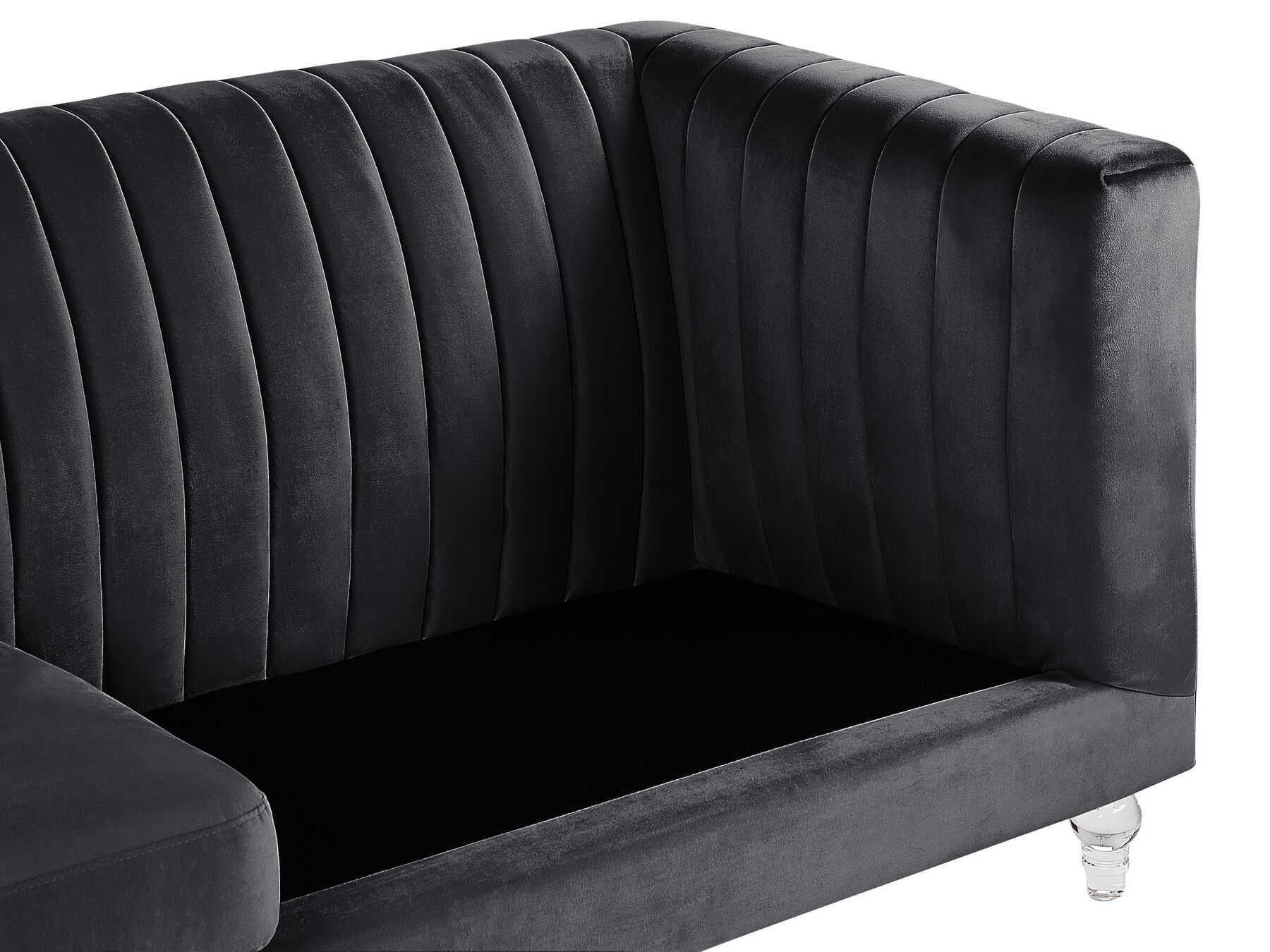3 Seater Velvet Fabric Sofa Black ARVIKA