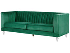 3 Seater Velvet Fabric Sofa Green ARVIKA