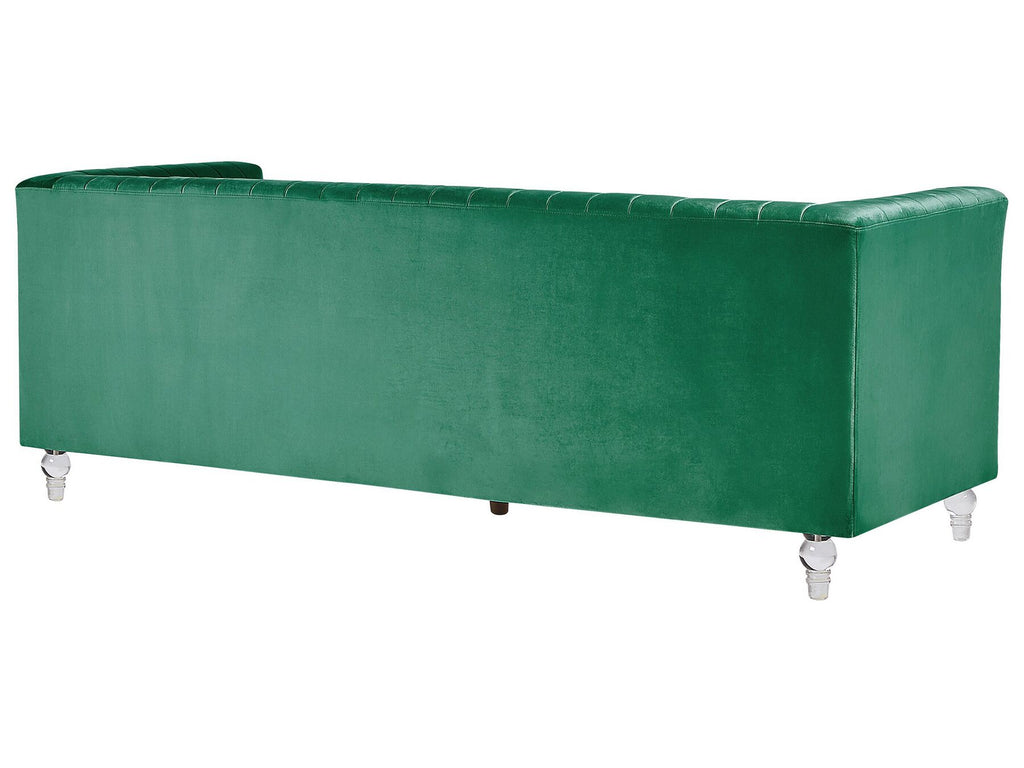 3 Seater Velvet Fabric Sofa Green ARVIKA