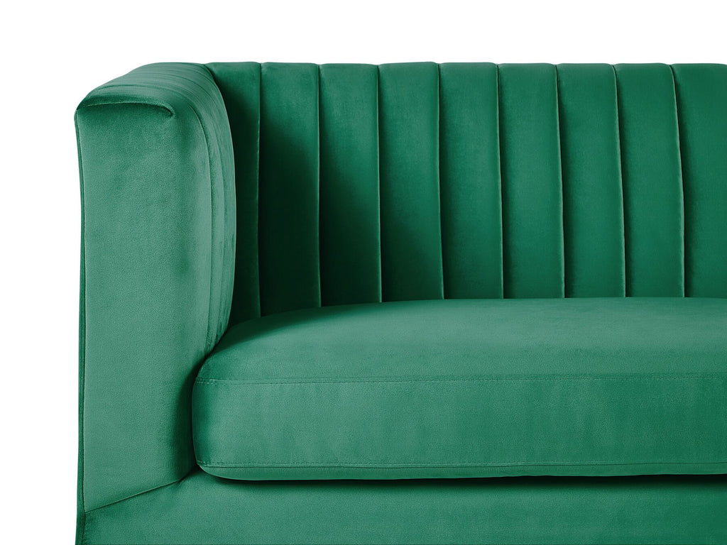 3 Seater Velvet Fabric Sofa Green ARVIKA