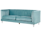 3 Seater Velvet Fabric Sofa Light Blue ARVIKA