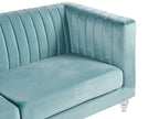 3 Seater Velvet Fabric Sofa Light Blue ARVIKA
