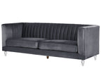 3 Seater Velvet Fabric Sofa Grey ARVIKA