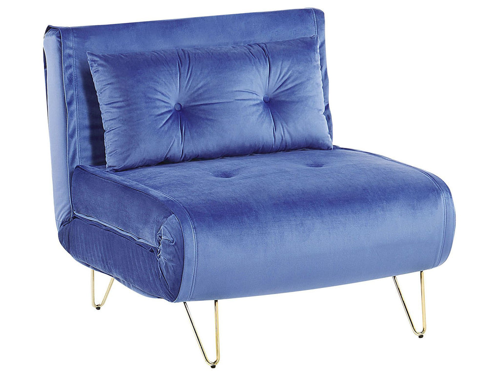 Single Sofa Bed VESTFOLD Velvet Navy Blue