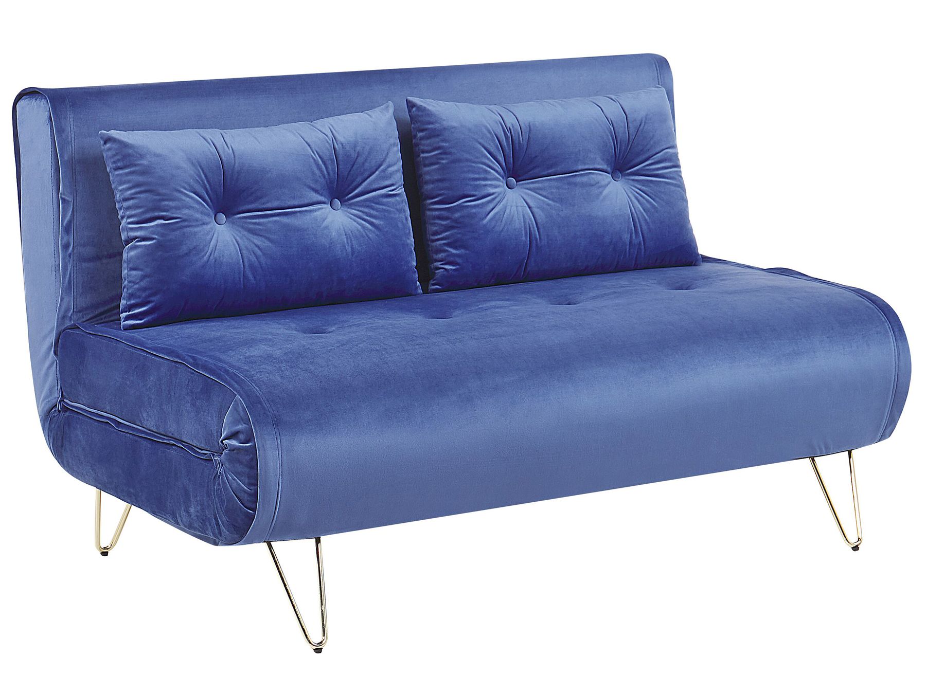 2 Seater Velvet Sofa Bed Navy Blue VESTFOLD