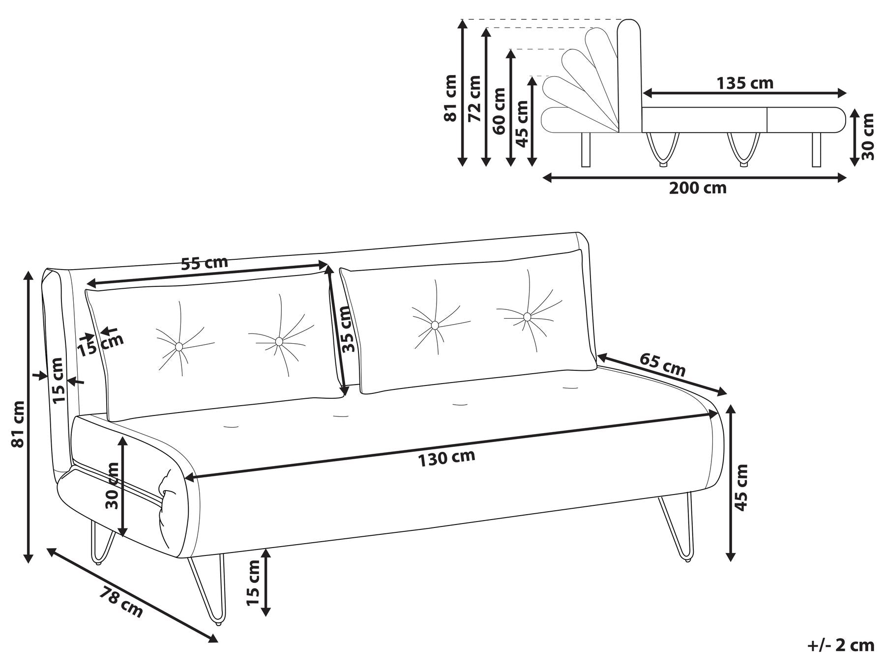 2 Seater Velvet Sofa Bed Grey VESTFOLD