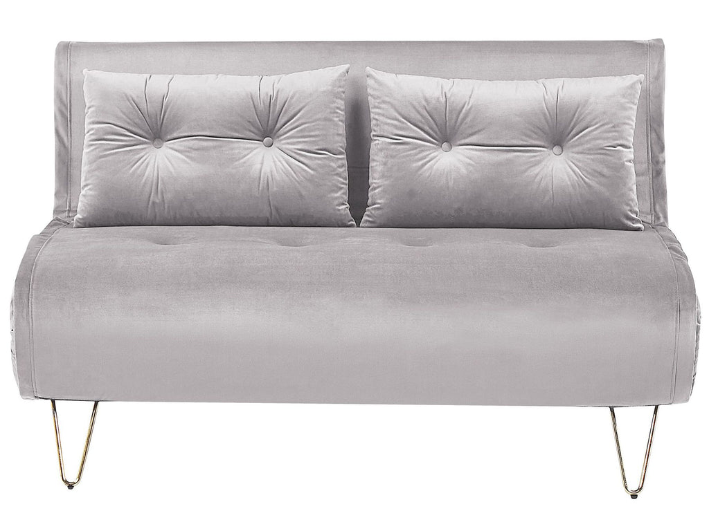 2 Seater Velvet Sofa Bed Grey VESTFOLD