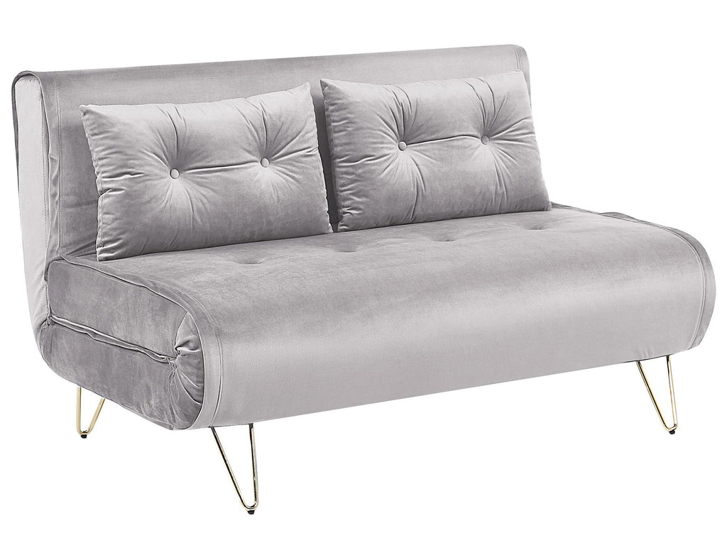 2 Seater Velvet Sofa Bed Grey VESTFOLD