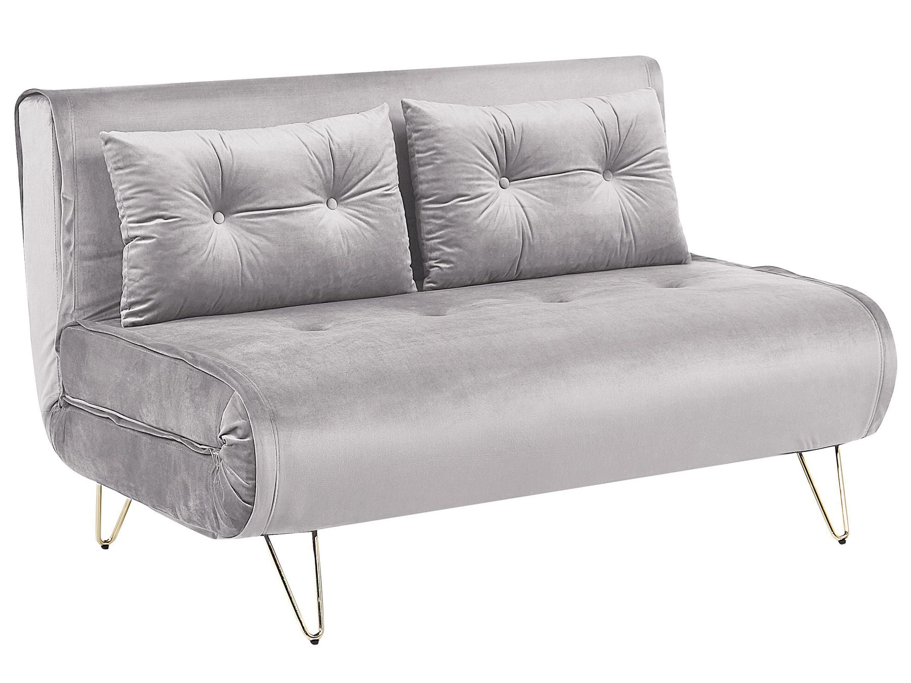 2 Seater Velvet Sofa Bed Grey VESTFOLD