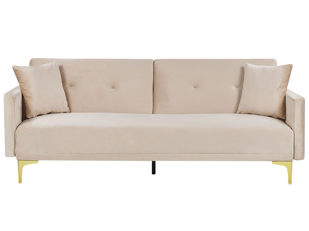 Sofa Bed LUCAN Velvet Beige 3 Seater